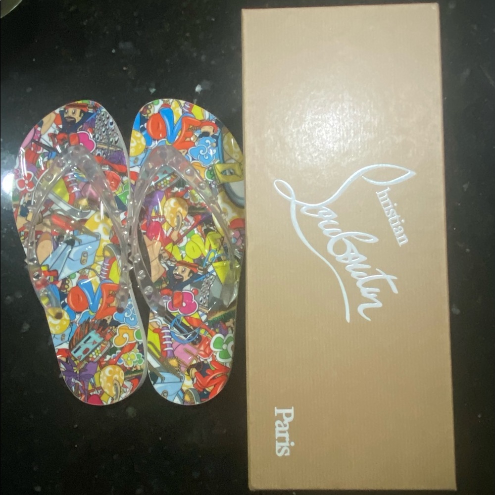 Christian Louboutin Rare Donna Flat Flip Flops Size 40 (US 10), 100% Authentic